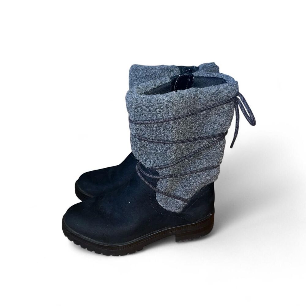 Life Stride Women's Black and Grey Sherpa Boots SZ 7